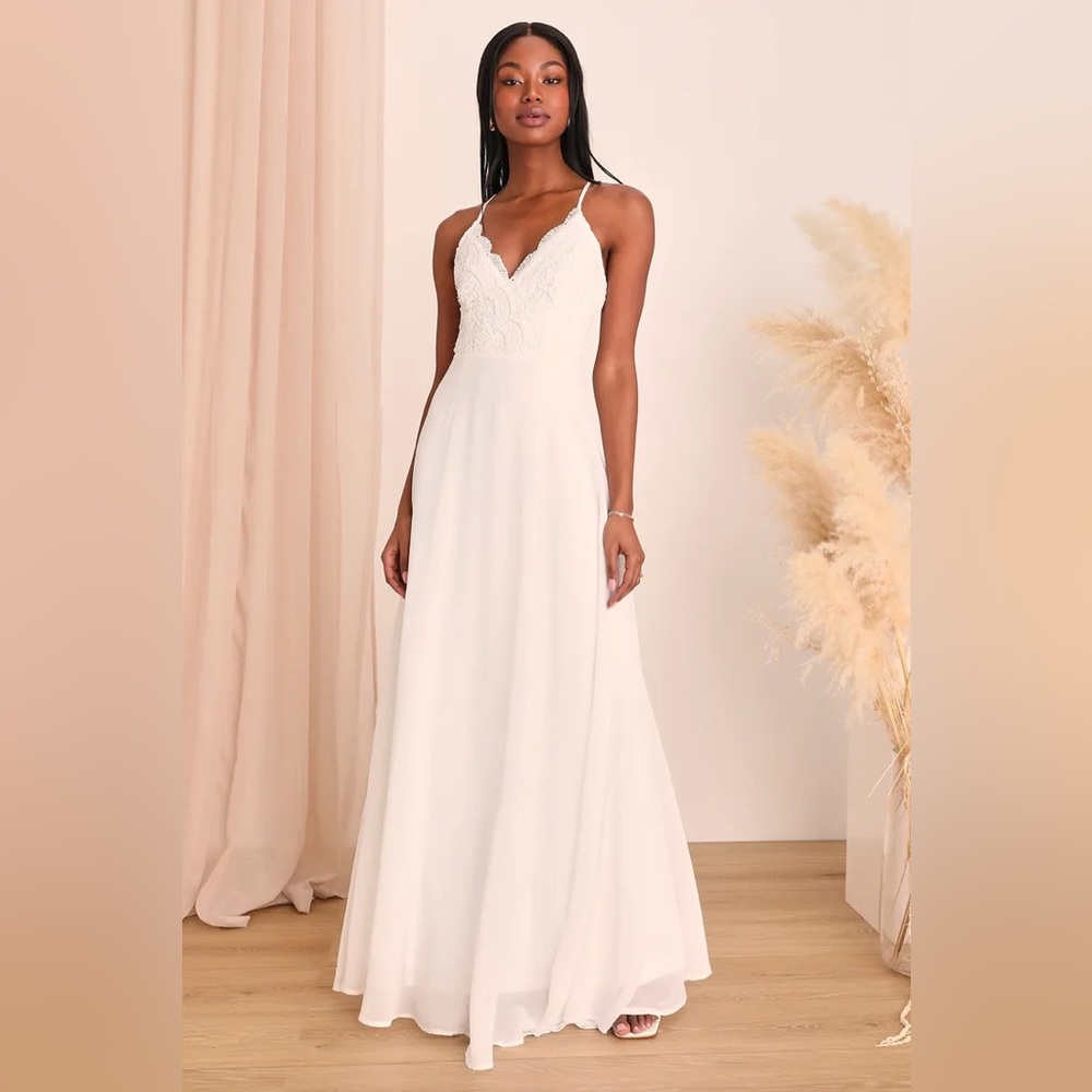 Lulus Bridal Madalyn White Lace Maxi Dress